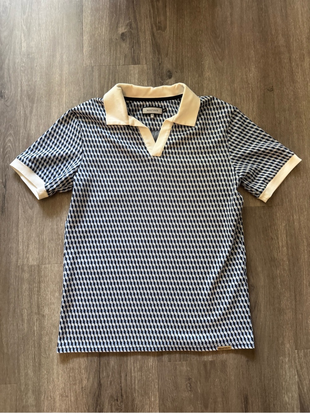 Mauvais Navy & Cream Geometric Polo Shirt